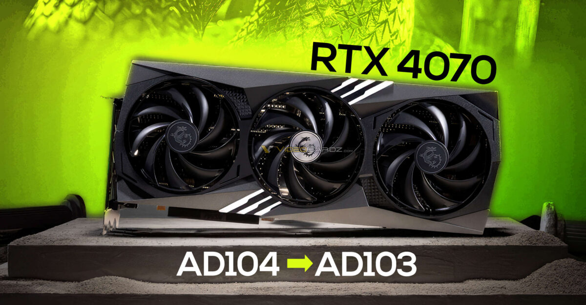 В сети Была замечена NVIDIA GeForce RTX 4070 с графическим процессором AD103.